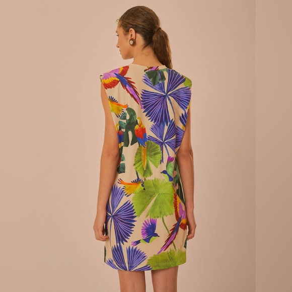 NWT Farm Rio Sand Macaw Jungle Organic Cotton T-Shirt Dress - Picture 3 of 14